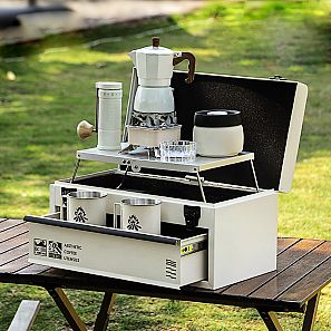 Estación de café de doble capa - Caja de almacenamiento para utensilios de café